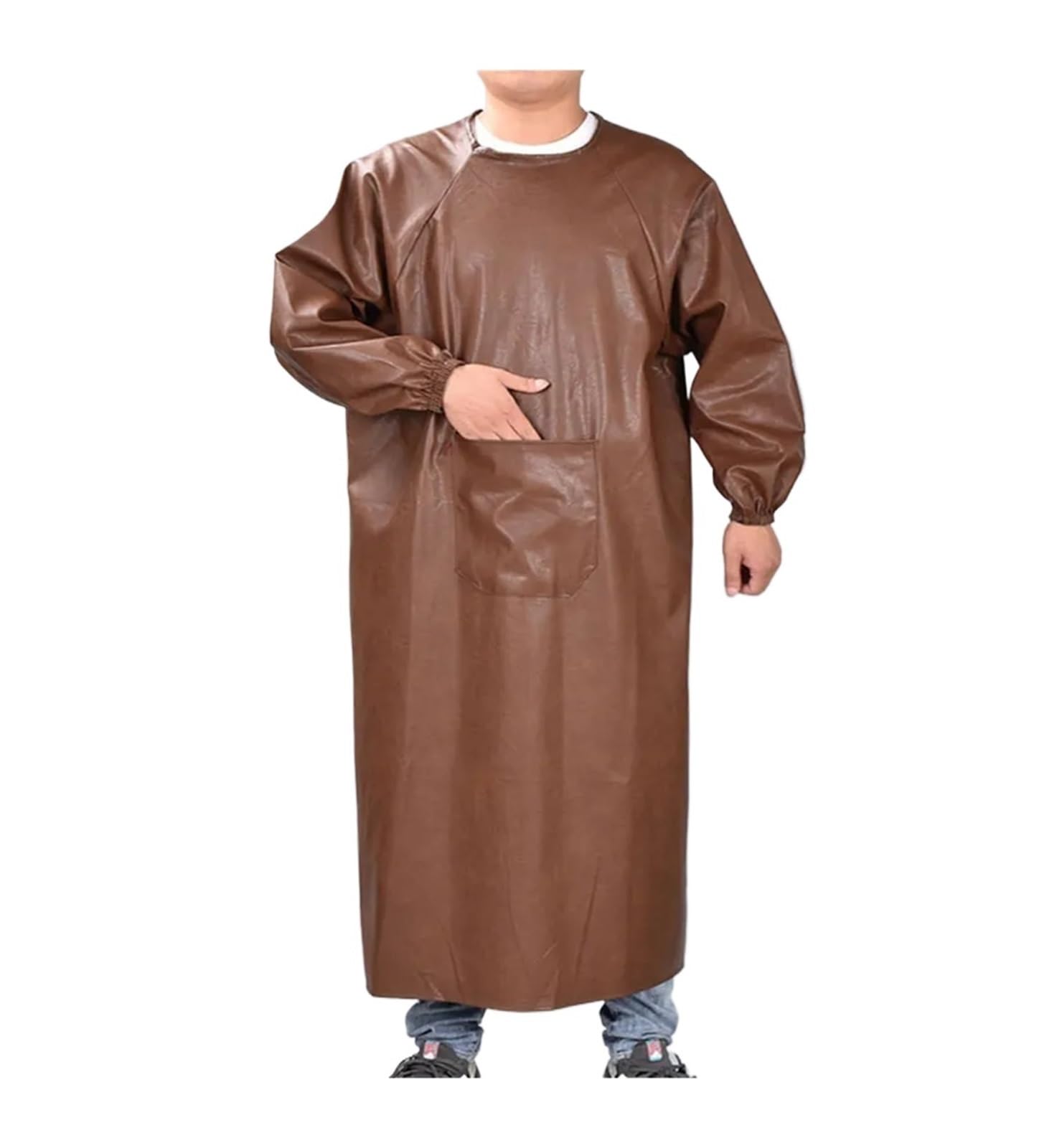 delantal cocina Monos de cuero suave impermeables a prueba aceite, delantales manga larga, ropa inversa for hombres y mujeres adultos, trabajo cocina