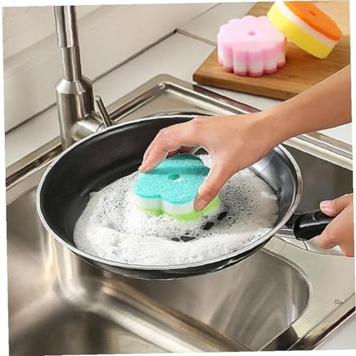 5pcs Blumen-Form-schwammbürste Super Absorbent Schwämme Scheuerschwämme Für Küche Geschirr Glaswasch Zufall Stil