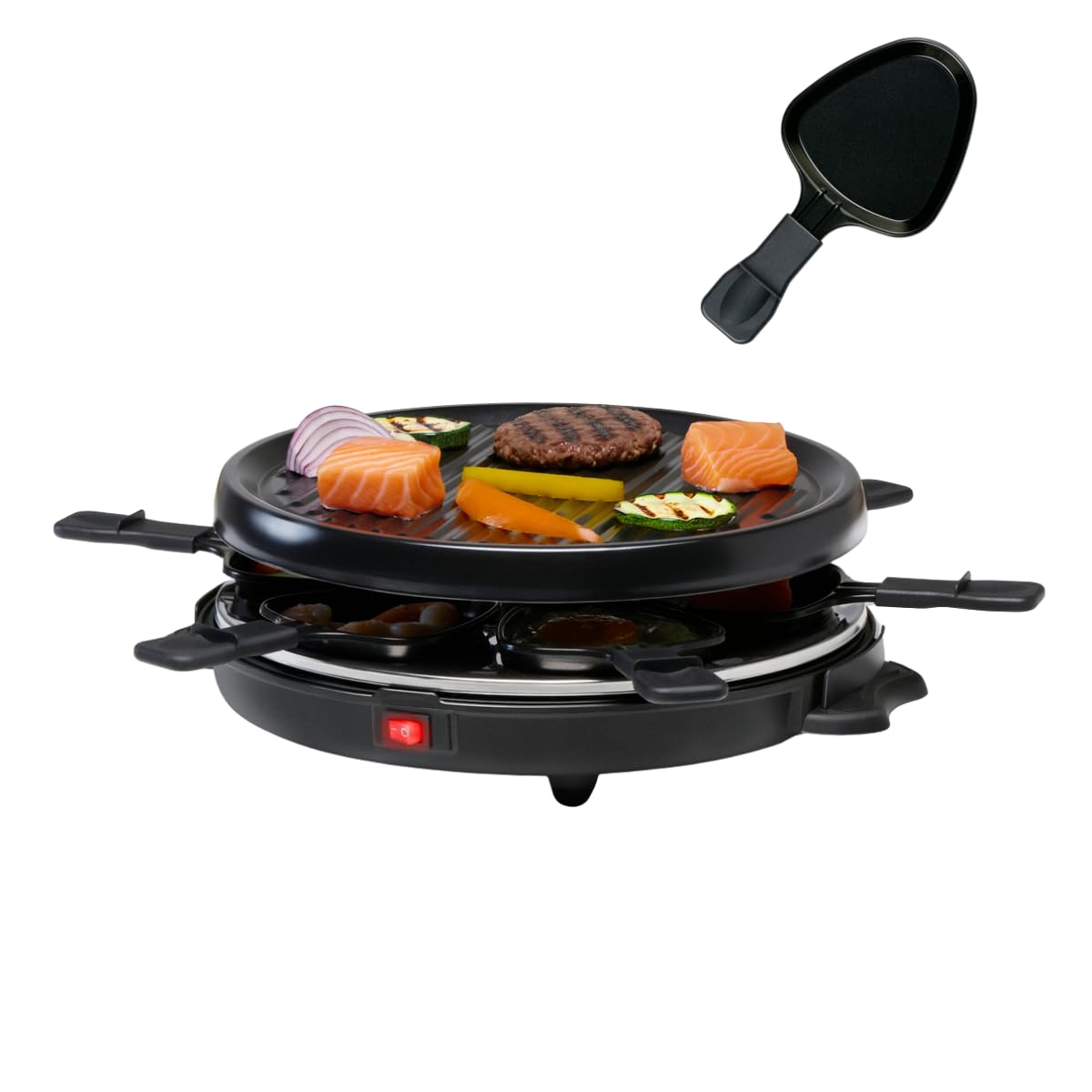 alpina Raclette Grill 800W - Gourmet Set for 8 People - with Removable Baking Tray