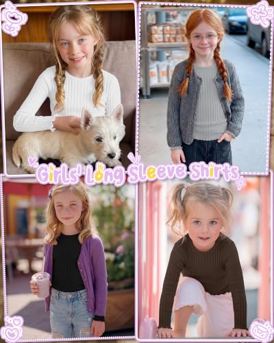 Image of 4 Pack Toddler Girls' Long Sleeve Shirts Cotton Tops