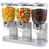 Adorabby Triple Cereal Dispenser - 3 Pack 2L Large Cereal Containers Storage Airtight, Rotating Plastic Cereal Dispenser for Countertop, Pantry Organizer for Cereal, Rice, Grains, Candy, Coffee Beans