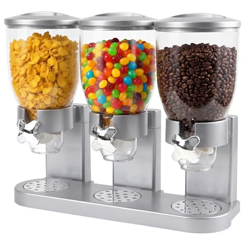 Sinceroduct Müslispender 2L 3er Set Cereal Dispenser Countertop Dreifacher Müsli Verteiler für die Arbeitsplatte Müslispender Luftdichte Behälter für Müsli Reis Körner Süßigkeiten Kaffebohnen