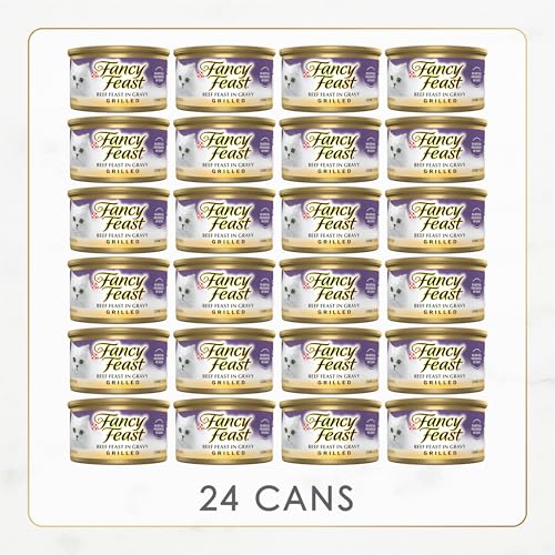 Image of Purina Fancy Feast Grilled Wet Cat Food Beef Feast in Wet Cat Food Gravy - (Pack of 24) 3 oz. Cans