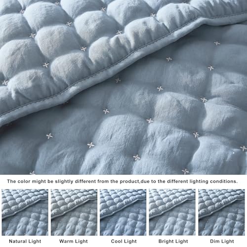 Image of WDCOZY Cloud Soft Quilt Set, Oversized King Size, Light Blue 116x106 inches