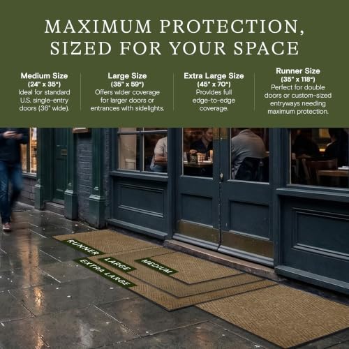 Image of WaterHog Max Diamonds Front Door Mat Indoor Outdoor Entrance, All-Weather Heavy Duty Commercial Doormat with Non-Slip Rubber Backing, Dirt & Moisture Trapper, Low Profile, Made in USA, 45 inchx70 inch Khaki