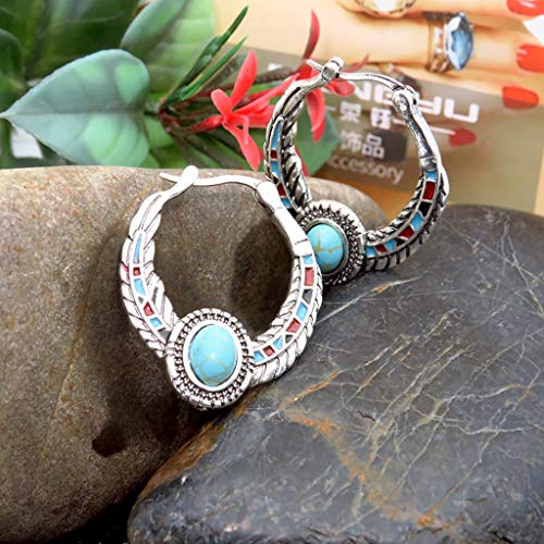 Nose Cuffs Dangling Earrings Dangle Hooks Wedding Boho Engagement Turquoise Vintage Drop Gemstone (A-Bule, One Size) #TOP2