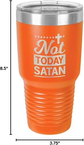 Miniatura 10 de No TODAY SATAN vaso de 30 oz con paja y tapa superior deslizante de acero inoxidable, taza de viaje de acero inoxidable, compara con Yeti Rambler