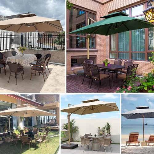 Parasol voladizo de 8 varillas toldo cuadrado de repuesto impermeable verde 6