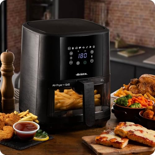 Ariete 4626 Friggitrice ad aria 6L, 1300 W, Capacità 6L, Capacità di cottura 2,5kg, 8 programmi preimpostati, Temperatura fino a 200°, Cestello trasparente per controllo cottura, Nero - immagine 6