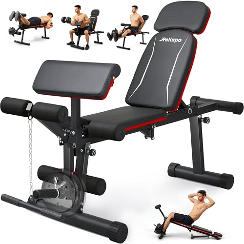 Relispo Upgraded Adjustable Weight Bench with Leg Extension and Leg Curl, 9 Back Positions &...