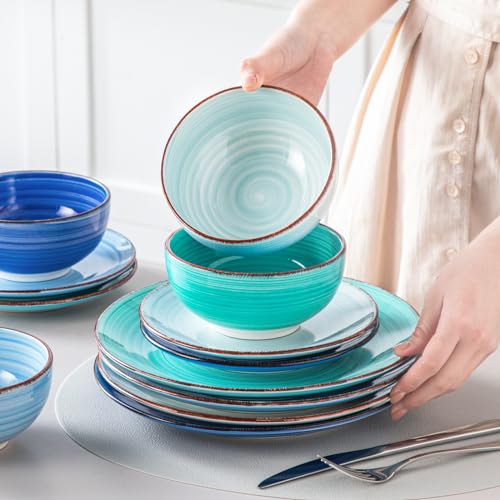 Vancasso Bonita Dinnerware Set Blue Stoneware 12 Pieces Service For 4 thumb #4