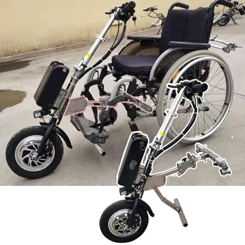 500W 車椅子牽引装置、電動ハンドサイクル車椅子アタッチメント、フロントライトとショックアブソーバー付き (B)