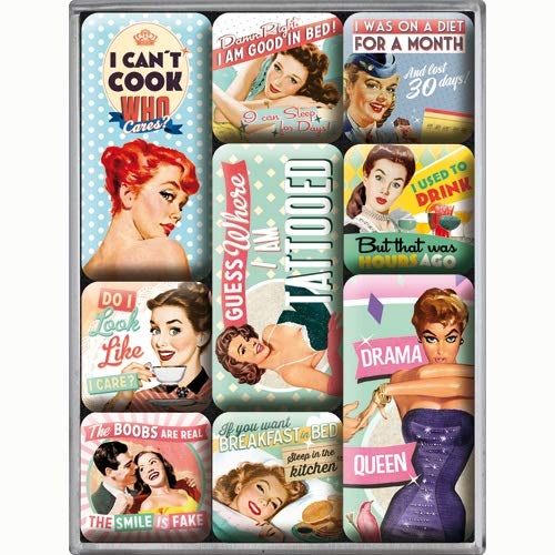 Nostalgic-Art 83064 Say it 50's - Say It 50's - Cheeky Slogans, Magnet-Set (9teilig)