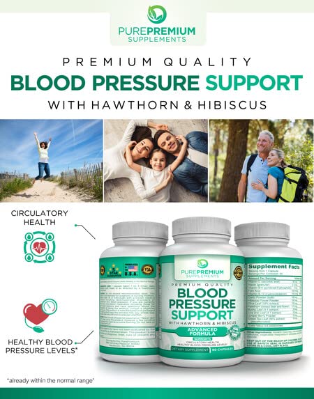 PurePremium Blood Pressure Support Supplement with Hawthorn, Hibiscus & Garlic Extract - Herbal Supplement, Vitamins & Herbs Support Normal Heart Health - 3 Months Supply - 90 Capsules - Image 3