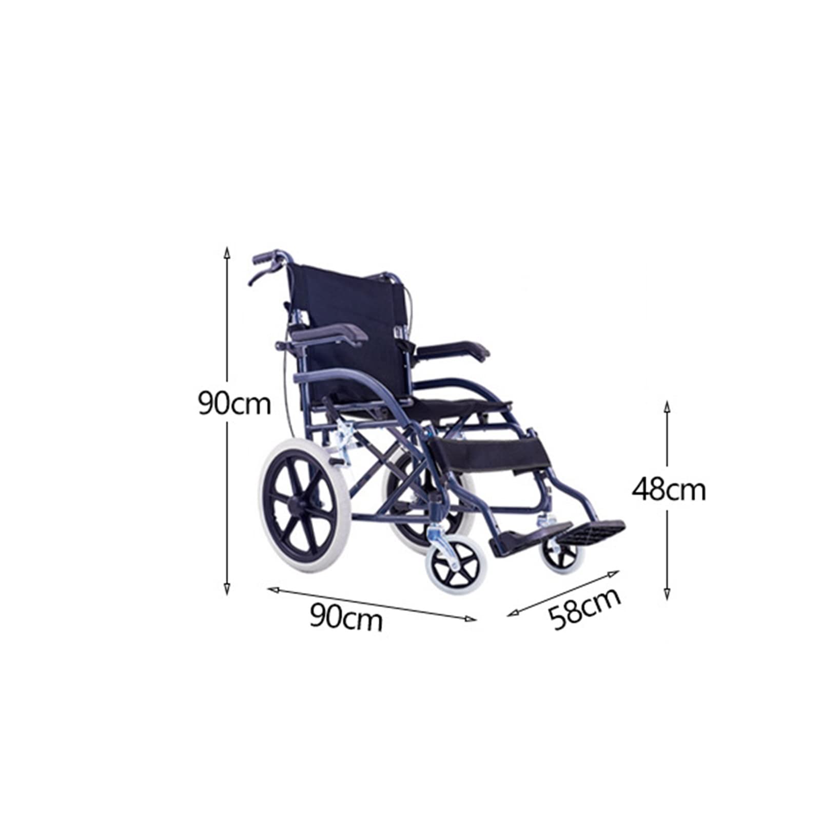 Aire Manual, Plegable y liviano, pequeño y Conveniente para Viajar para Personas Mayores discapacitadas Scooter Ultraligero tirado a Mano con Gran Capacidad de Carga (Color: Azul)