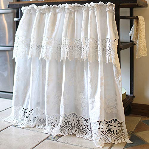 Cortina de media ventana vctops en algodón premium bordado floral 2