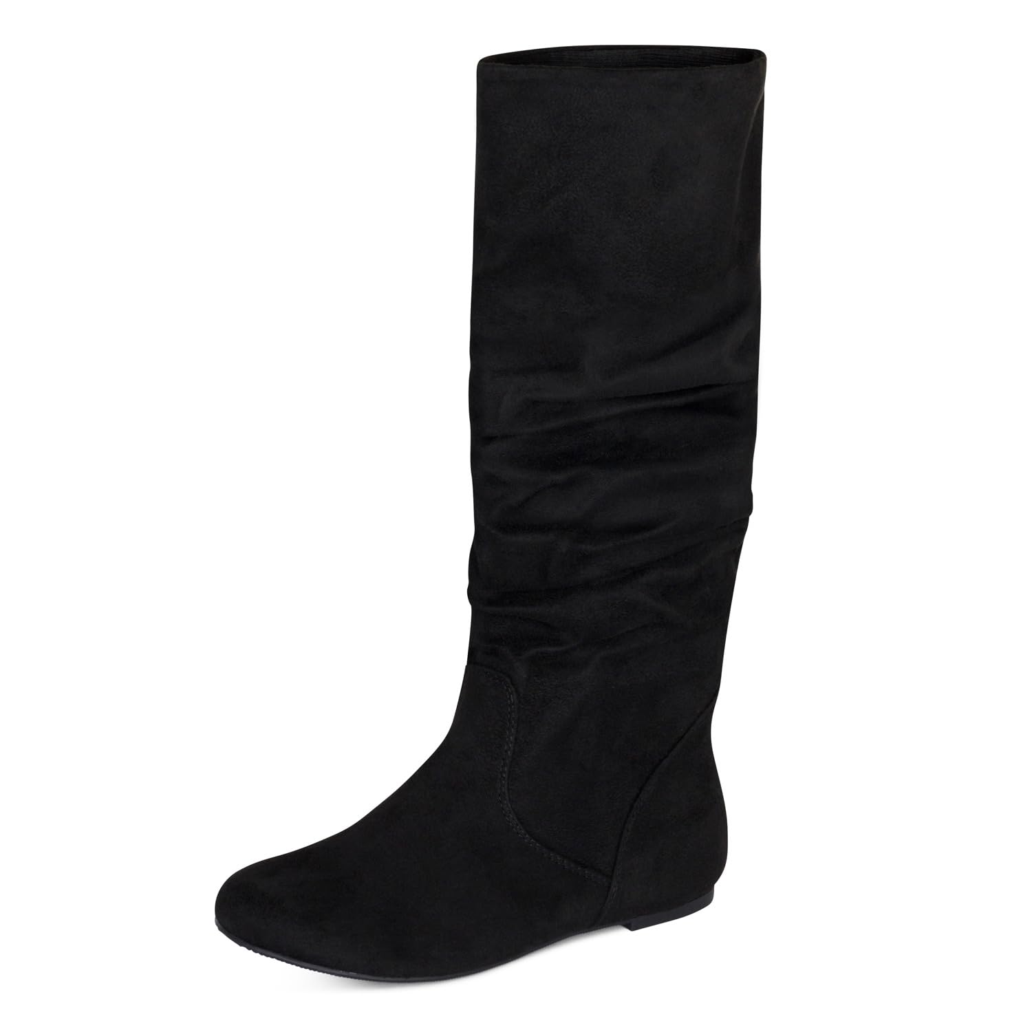 Jtelle Roll- Women's Slouchy Faux Suede Knee High Pull On Flat Round Toe Boots