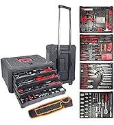 188-Piece Tool Set with Wheels, Tool Kit with Rolling Tool Box, Four-Layer Tool Kit, Toolbox Stor...