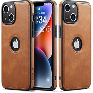 Sibada iPhone 14 Plus Hoesje Logo View Compatibel met Slim Premium Veganistisch Leer Klassieke Luxe Elegante Dunne Cover iPhone 14 Plus Hoes – Bruin