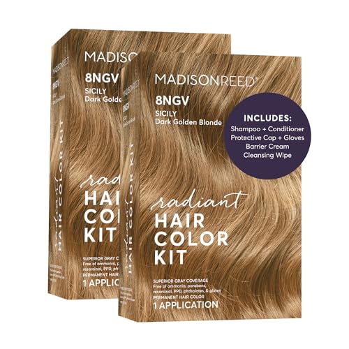 Image of Madison Reed Radiant Hair Color Kit - 8NGV Dark Golden Blonde with Champagne Tones (Sicily), Permanent Hair Dye, Dimensional Gray Hair Blending | PPD-Free & Ammonia-Free, 2 Pack
