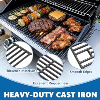 SafBbcue 97888 Cooking Grates for Monument Grill Replacemnt Parts 24367 24633 13892 17842 35633 41847NG, Cast Iron Grids for Monument 35633R 35633B D405 D425 4-Burner Grill Accessories