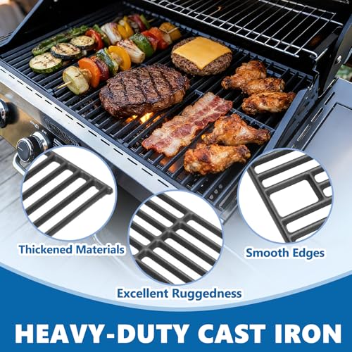 Image of SafBbcue 97888 Cooking Grates for Monument Grill Replacemnt Parts 24367 24633 13892 17842 35633 41847NG, Cast Iron Grids for Monument 35633R 35633B D405 D425 4-Burner Grill Accessories