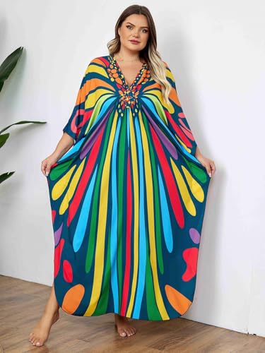Image of Kaftan Dress for Women - Plus Size Caftan Maxi Beach Dress Moo Moos Loungewear, Swimsuit Cover Up for Beach, Pool or Vacation