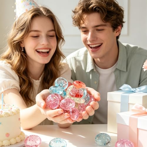Image of 24pcs Mini Clear Glitter Dumpling Fidget Toys,Kawaii Stress Balls Anxiety Relief Squishy Sensory Toys for Kids Adults,Classroom,Goodie Bag Stuffers