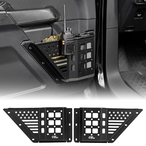 JOYTUTUS Front Door Storage Pockets Box Compatible with Ford Bronco 2021-2026 Molle Panel Storage Box with Cup Holder & US Flag Design No-Drill Installation Front Door Storage Pockets (2-Pack)