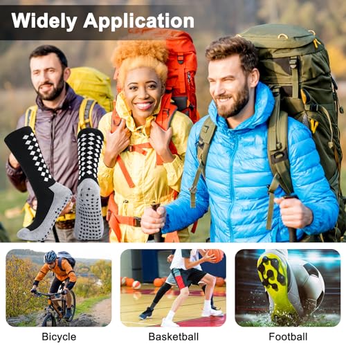 3 Pairs Football Grip Socks for Men, Anti-slip Sports Socks Breathable Soccer Socks Football Sock with Rubber Pads for Football Basketball Yoga Running Hiking, white, blue, black - Image 7
