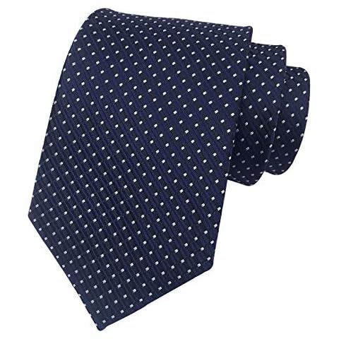 Elfeves Men Navy Black Gingham Tie Maze Patterned Accessory Evening Dress Business Suit Neckties Cover