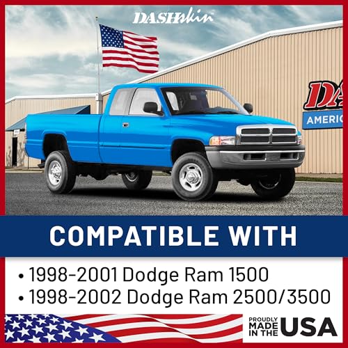 DASHSKIN Molded Dash Skin Cover & Bezel Cover (NOT Replacement Parts) Compatible with 99-01 Dodge Ram 1500 (99-02 Ram 2500 & 3500) in Agate Grey- Made in The USA - Thumbnail 3