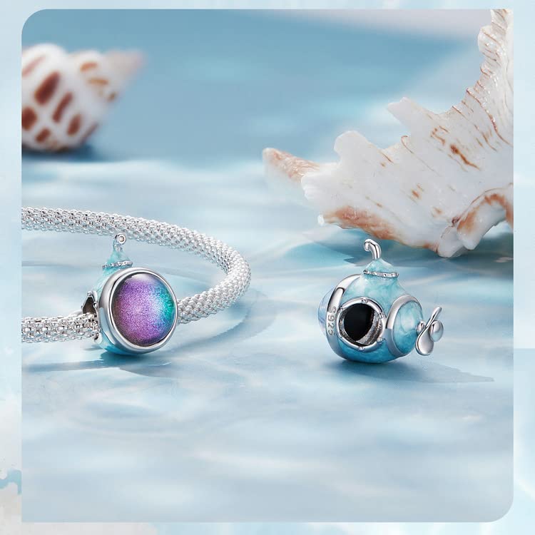 ARTCHARM Blue Dream Submarine Charms Beach Waves Beads Pearl Beads Fit Original Bracelet DIY Neckalce2