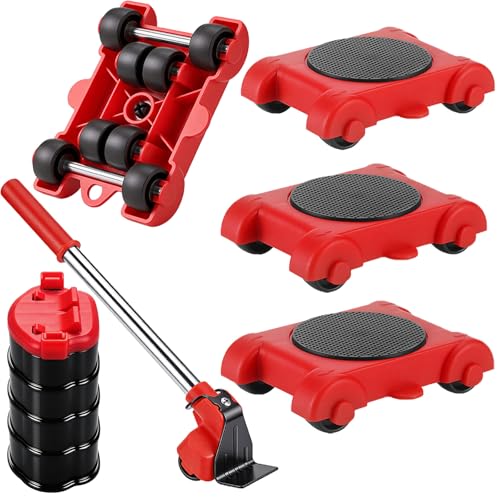 Möbeltransportrollen Set Möbelheber mit Rollen für Schwere Möbel 220KG Möbel Transportrollen Set- 4 Möbelrollen 1 möbelheber 8 Adapterbasis Möbelrolle für Sofa Schrank Waschmaschine