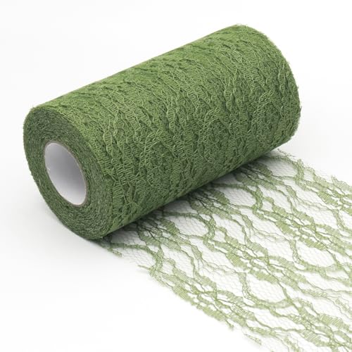 YUNSHANGHE Tischläufer Spitze Grüner 15cm x 25m Tischdeko Band Spitzenstoff Deko Tischläufer für Tischdekorationen zu besonderen Anlässen wie Hochzeiten und Taufen