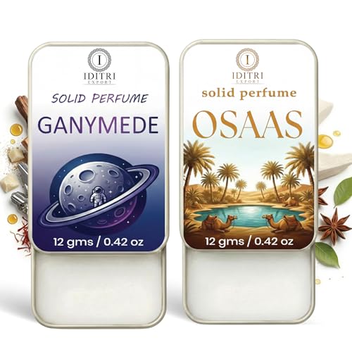 Image of IDITRI EXPORT Solid Perfume |Ganymede&Osaas Alcohol Free Wax Perfume Balm, Long Lasting | Pocket Tin 12g, Pack Of 2| Non Greasy Smooth Glide, Travel Friendly Men And Women