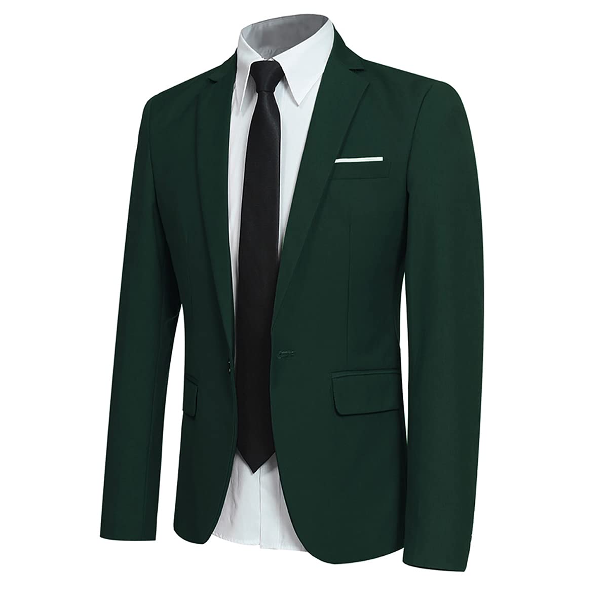 Allthemen Men's Green Allthe Casual Blazer Slim Fit Formal Business Suit Jackets One Button Single Breasted Tuxedo Jacket Smart Blazer Xxl