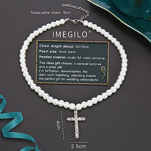 Cross pearl necklace for men pearl necklaces for women 8mm Faux Pearl Necklace Can be worn by both men and women Fashion Accessories is Perfect for any Occasion4