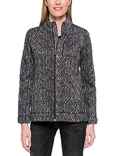 Marc New York Ladies Fleece Knit Full Zip Jacket Black Patterned (Medium)