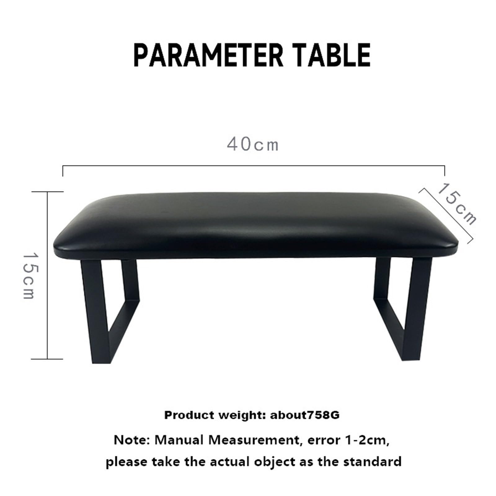 Cojín para las manos y reposabrazos para manicura, Arm Rest For Nails Multicolor Iron Leather Stand Cushion Hand Pillow Manicure Salon Home(Black)