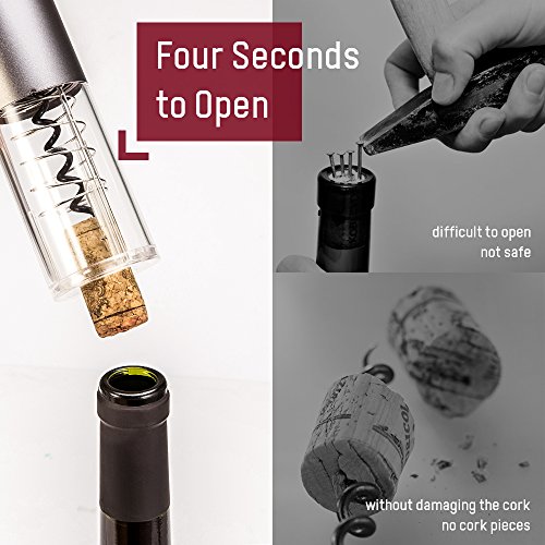 Electric Wine Opener, BFULL Cordless Bottle Opener Electric Corkscrew, 2PCS Opener Includes Automatic Wine Opener, Air Pressure Wine Opener, Vacuum Stoppers(2pcs), Foil Cutter, Wine Aerator Pourer