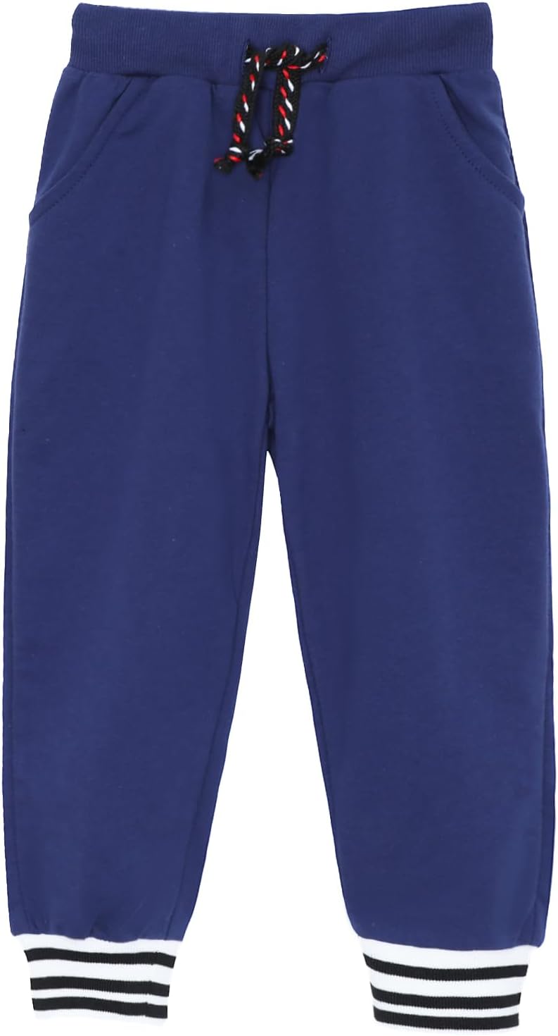 HILEELANG Toddler Boys Cotton Jogger Sweatpants 3 Pack, Soft Adjust Elastic Waist Pants with Pockets, Sizes 12M-7T - Image 4