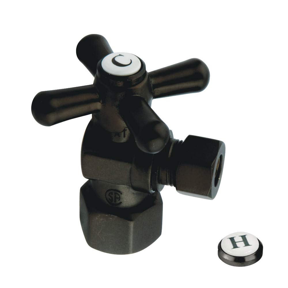 Kingston Brass CC43100X Valvole di Giro trimestre (1/2" FIP X 3/8" O.D. Compressione), Nero Opaco