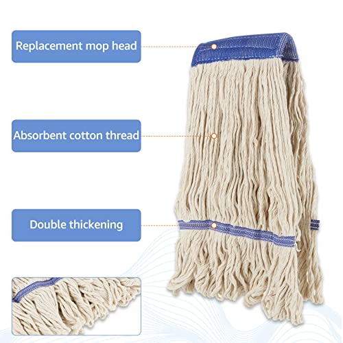 Image of CertBuy 6 Pack Mop Head Replacement, Mop Heads Commercial Replacement Heavy Duty String Mop Refills Mop Head Replacement for Home Industrial and Commercial Use Cleaning (White)