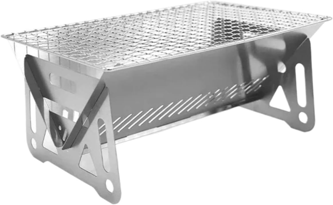 Mini Barbecue Grill Picnic Charcoal Camping Tools Outdoor Folding Card-Type Stainless Steel Portable Small Stove Burner