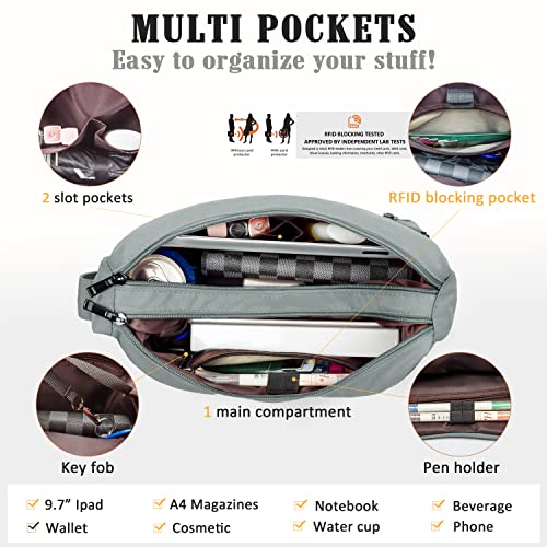 Image of VOLGANIK ROCK RFID Purses for Women Fabric Nylon Multi Pocket Crossbody Bag Ladies Travel Handbag