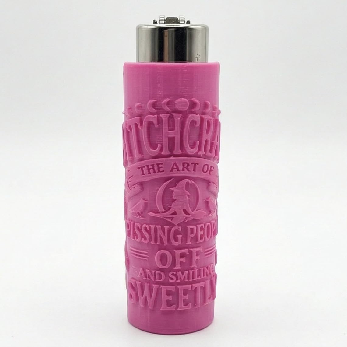 Set of 2 pc (1 pc Lighter + 1 pc Cover) 3D Printed “B*tchcraft” for Mechanical Lighter/Clipper/Candles – Sleek Protective Cover/Candle Holder.