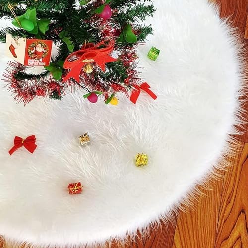 HASUDEI Manta para árvore de Natal, cor creme, suporte para árvore de Natal, tapete branco, manta redonda de 78 cm, para decoração de árvore de Natal, 8 cm