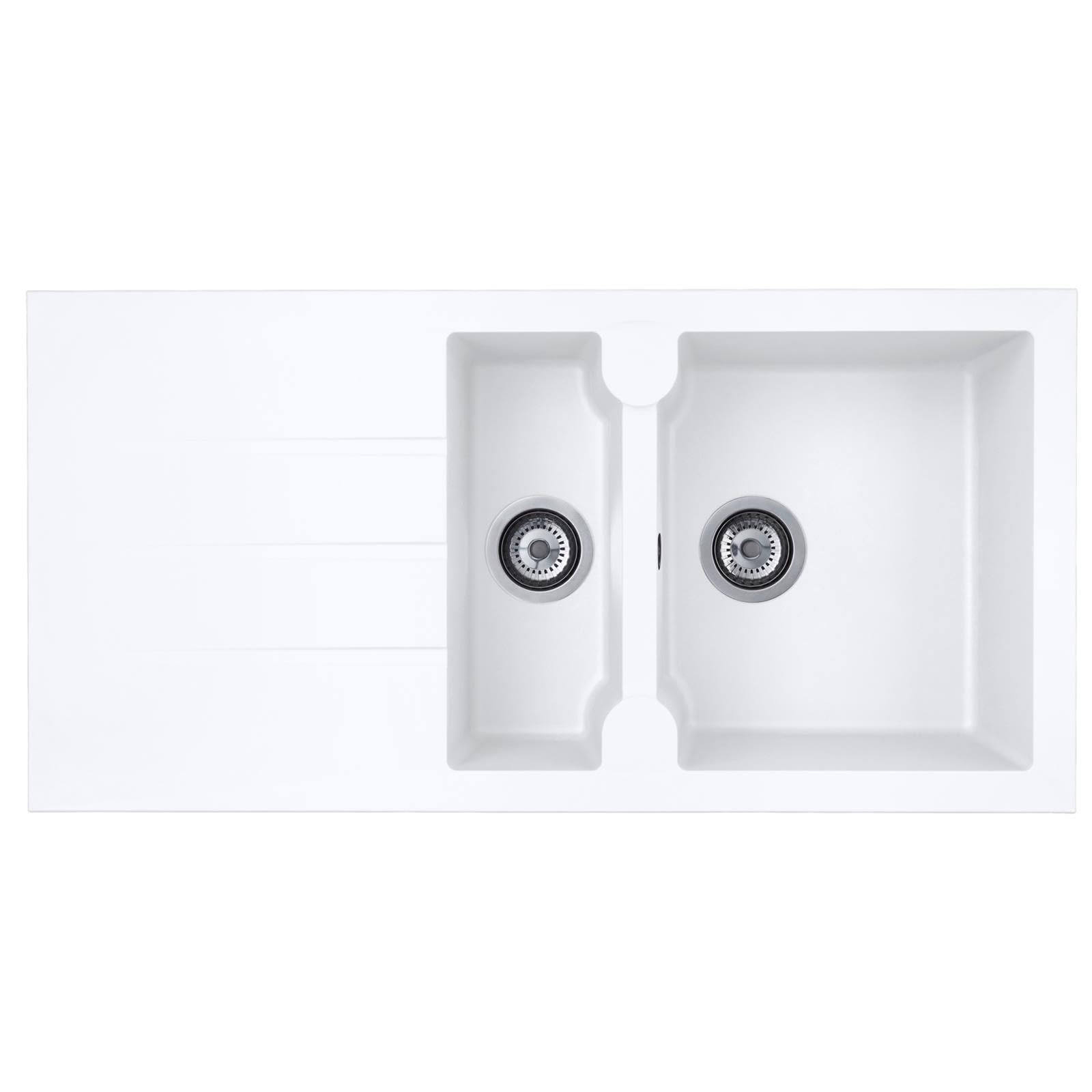 Liquida LP15WH 1.5 Bowl Composite Reversible Inset White Kitchen Sink 1000x500mm