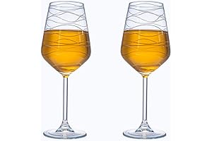 Margerie Crystal Red/White Boho Wine Glasses: Hand Cut, Stylish, 12oz